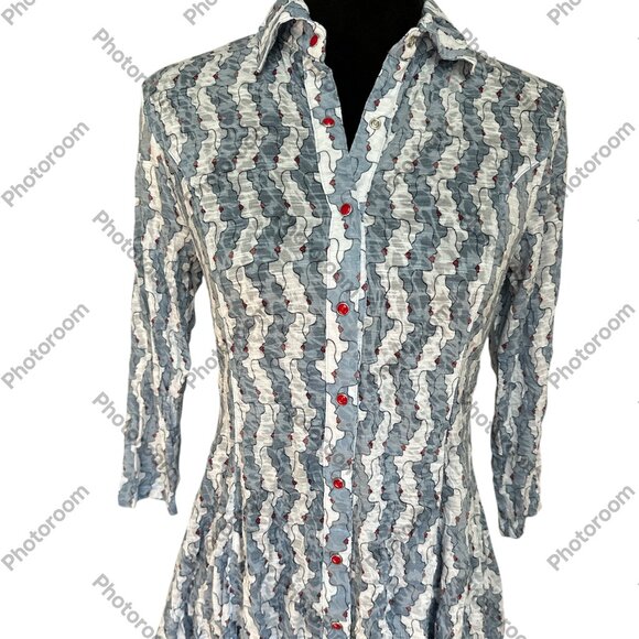 Carine XSmall Multicolor Lady Lips Snap 3/4 Sleeve Whimsical Top - Picture 1 of 6